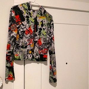 Thin Material Sleek Printed Women's Zip Up Hoodie. 95% Polyesther / 5% Spandex.